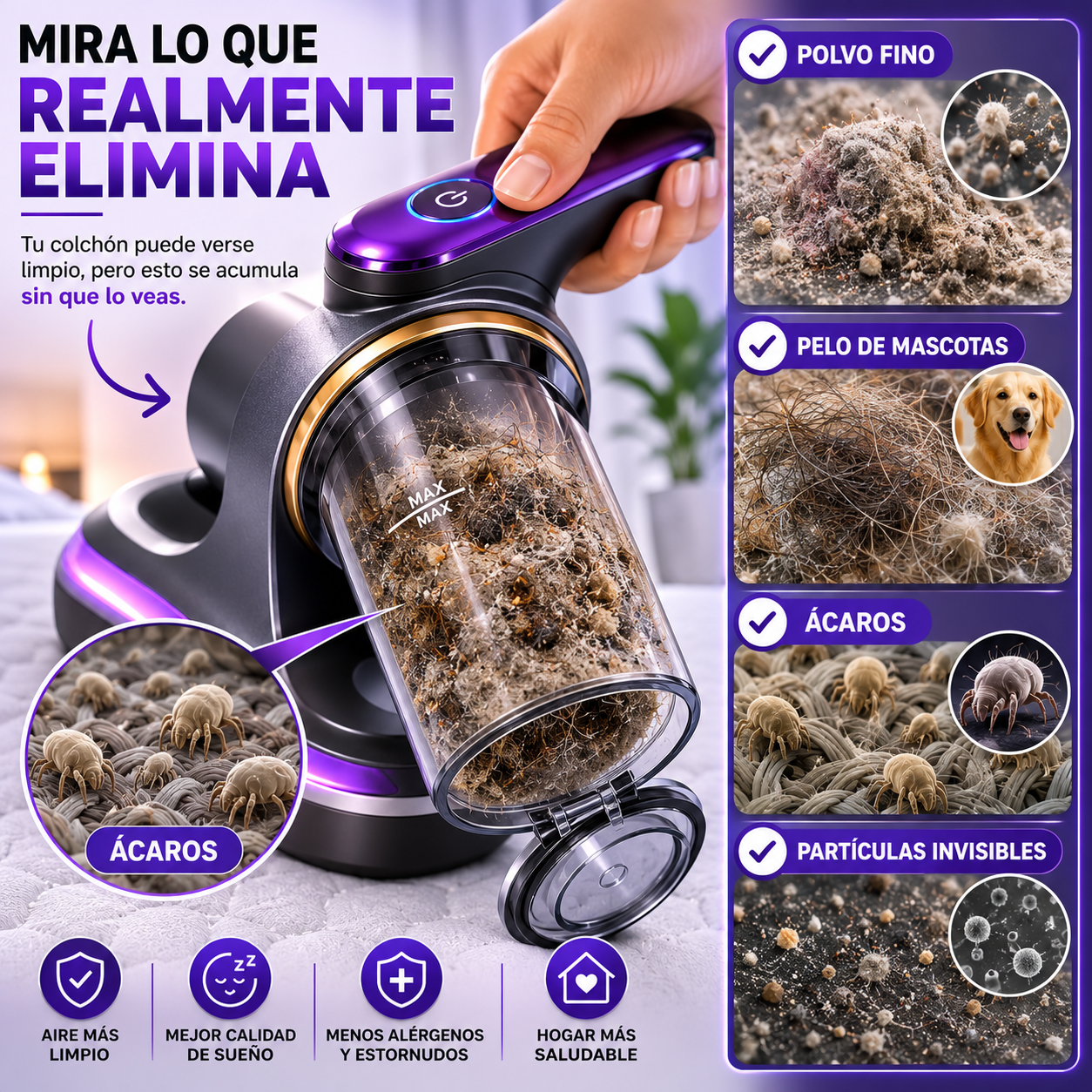 PureVac UV — Limpieza Profunda Anti-Ácaros