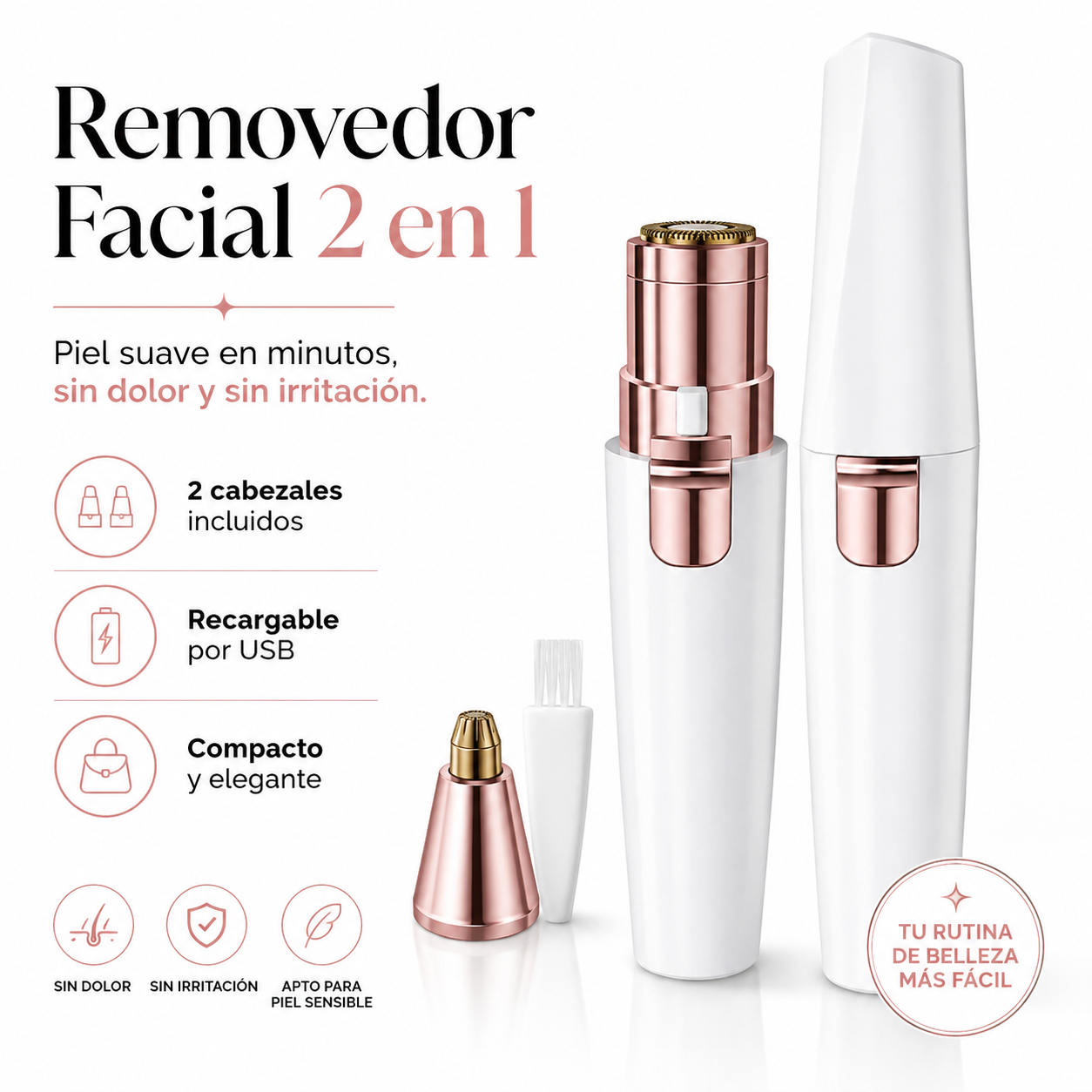 SilkTouch 2 en 1 Piel suave en minutos, sin dolor y sin irritación.