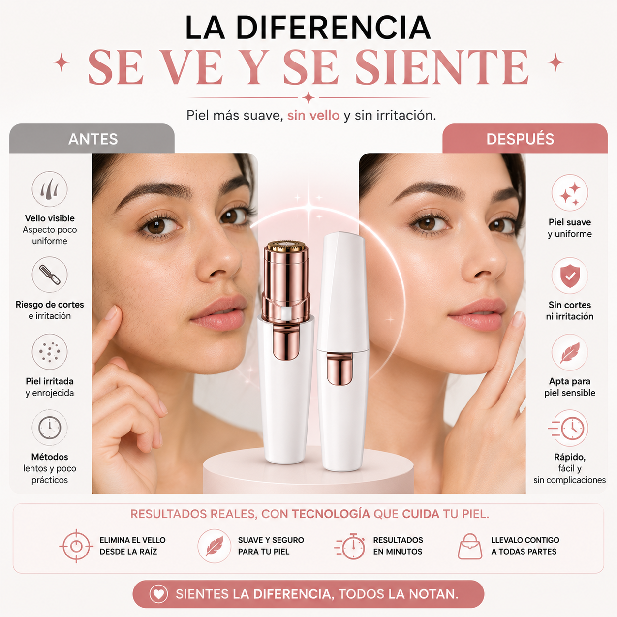 SilkTouch 2 en 1 Piel suave en minutos, sin dolor y sin irritación.